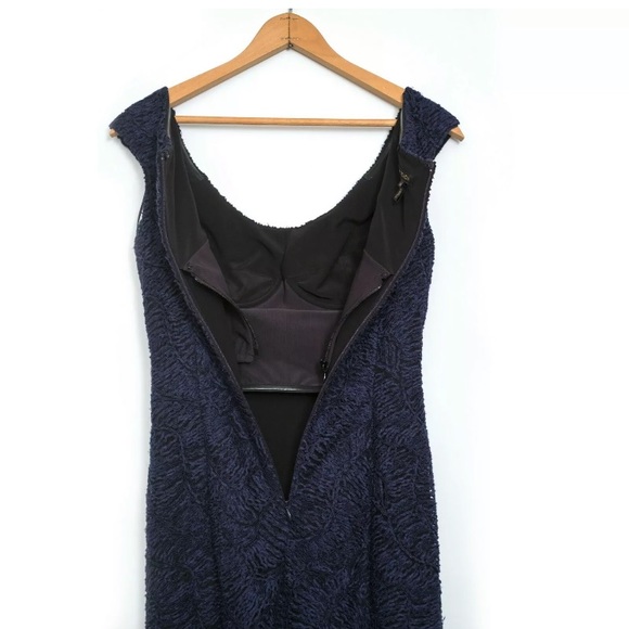 Escada Silk Textured Embroidered Runched Dress - Picture 4 of 8